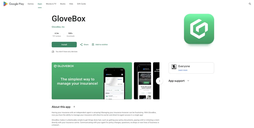 GloveBox listed on Google Play